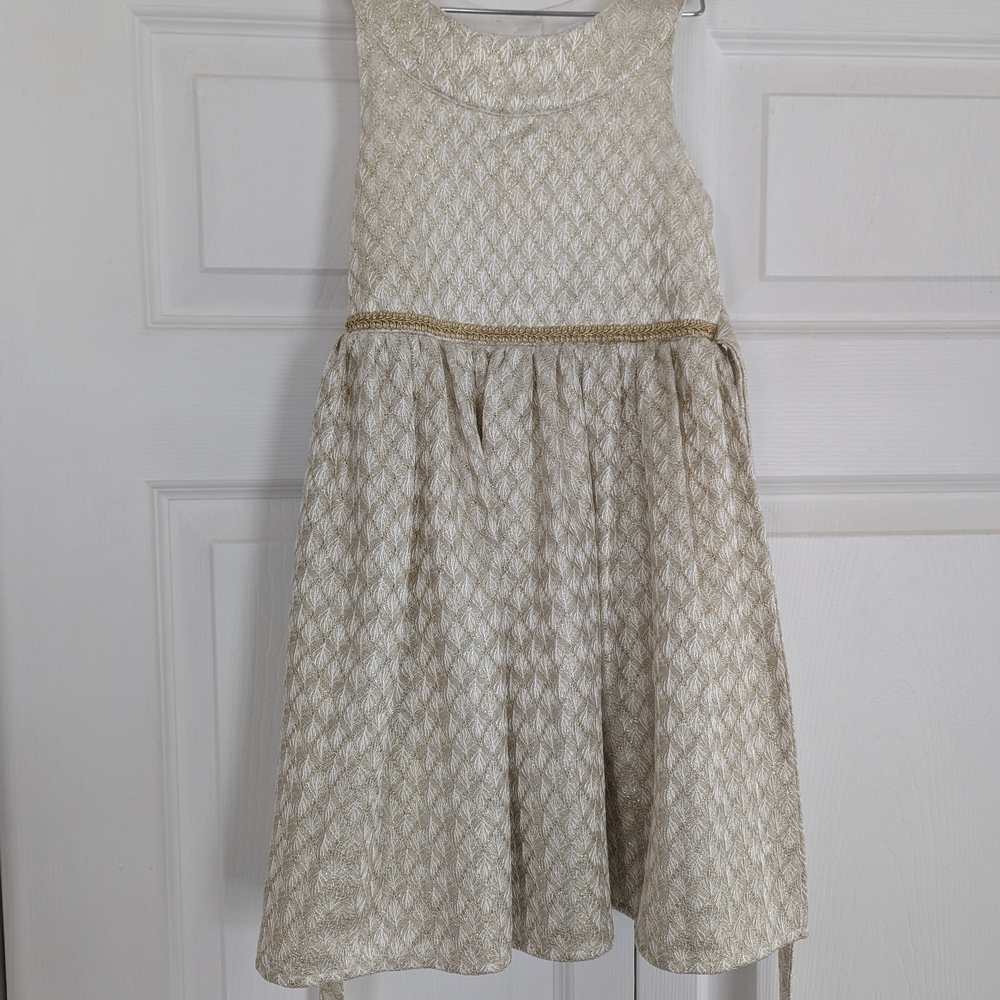 Tahari Cream and Gold Formal Kids Dress
